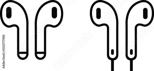 earphone headset icon in line style set. isolated on transparent background.