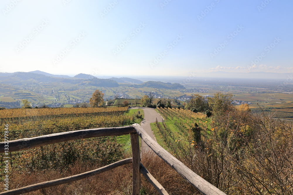 Blick auf die Naturlandschaft des Kaiserstuhls in Baden-Württemberg Blick auf die Naturlandschaft des Kaiserstuhls in Baden-Württemberg