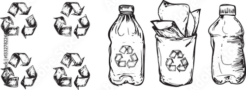 set of grunge rubber stamps of recycling concept