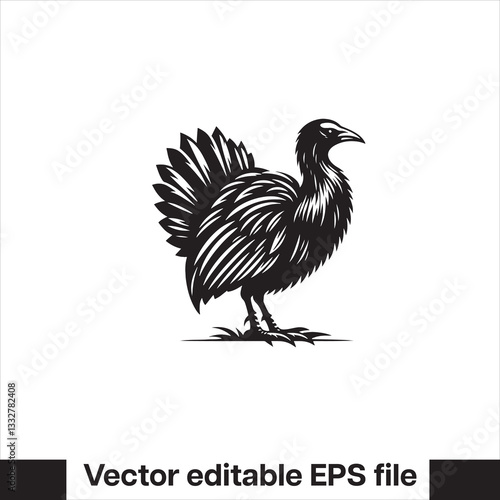 vector  Swamphen black and white, silhouette, logo and t-shirt