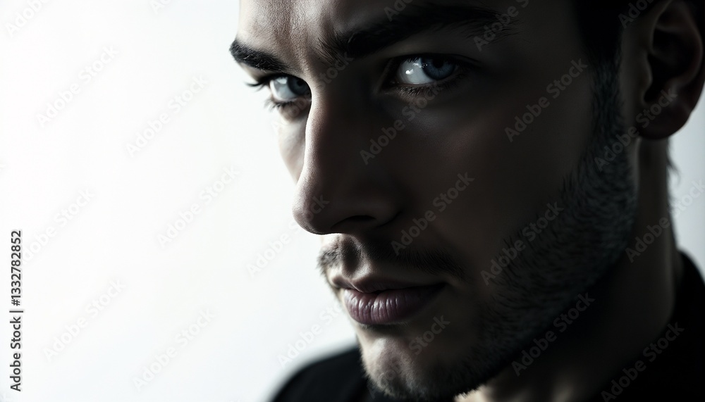 Shadowy close-up of a man's face with sharp features and intense, mysterious expression; conveys intrigue and confidence, evoking themes of emotion, individuality, and insightful contemplation.
Shadowy close-up of a man's face with sharp features and intense, mysterious expression; conveys intrigue and confidence, evoking themes of emotion, individuality, and insightful contemplation.