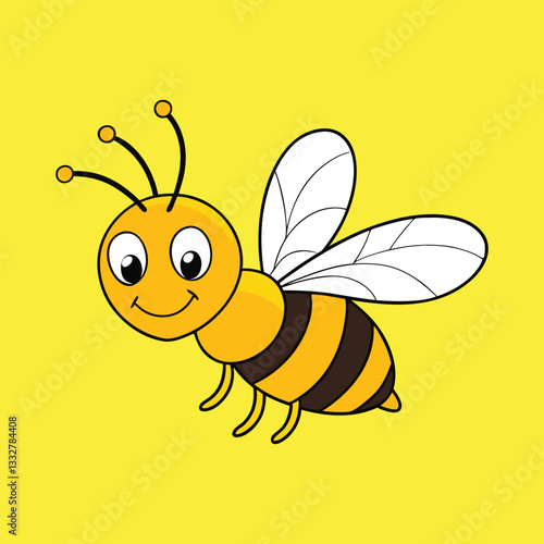 Cartoon happy flying bee with big kind eyes. Bee Clipart