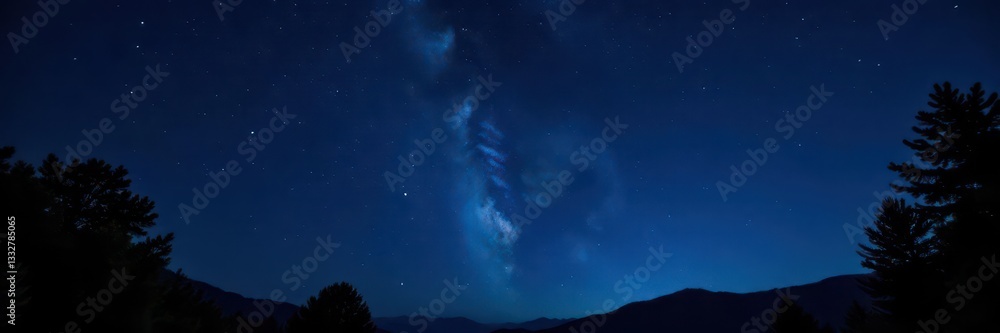 Fototapeta premium Clear night, bright stars scattered across inky black, photography, deep space