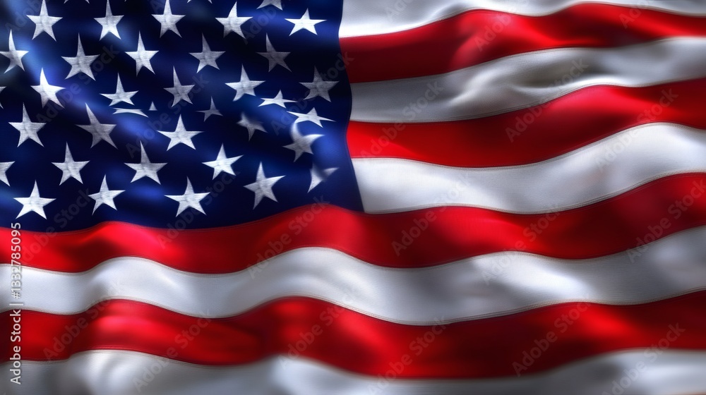 Fototapeta premium A fluttering close up of a patriotic stars and stripes flag