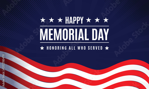 Happy Memorial Day banner. National american holiday. American flag.memorial day lettering banner. in honor of our heroes. hand drawn text with stars for memorial day in usa.