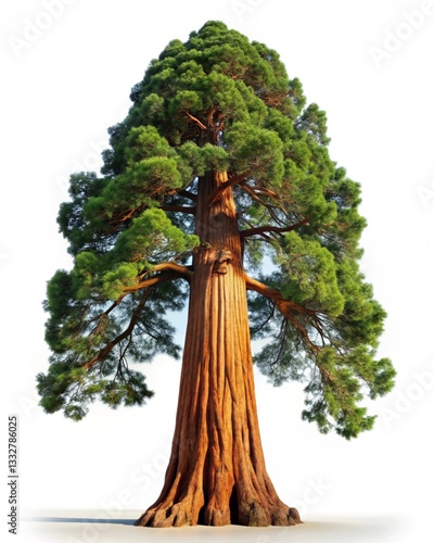Majestic Redwood Tree Isolated on White Background