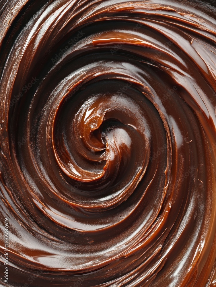 Delicious Chocolate Swirl Closeup Smooth and Glossy Texture Background Delicious Chocolate Swirl Closeup Smooth and Glossy Texture Background