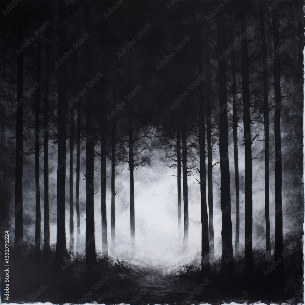 Fototapeta premium Misty forest interior