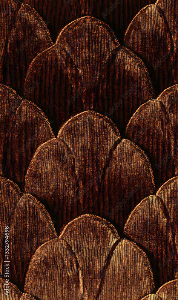 Obraz premium Textured brown fabric with a scalloped pattern featuring medium and dark shades arranged harmoniously