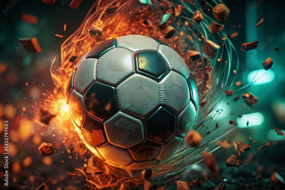Fototapeta premium Soccer Ball in Action generative ai