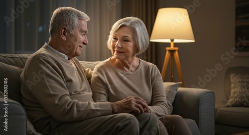 Senior Couple Relaxing Together at Home Evening Comfort and Intimacy