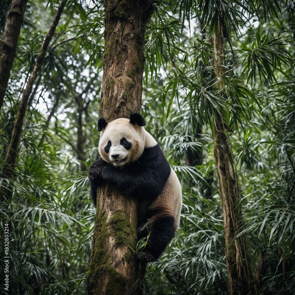 Obraz premium giant panda eating bamboo