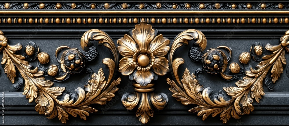 Elegant Gold and Black Ornate Design: A Close-Up of Intricate Architectural Detail Elegant Gold and Black Ornate Design: A Close-Up of Intricate Architectural Detail