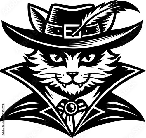 musketeer cat, puss, warrior, fighter, soldier, scout, boots, vector
