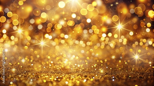 Golden Bokeh Lights Festive Abstract Background