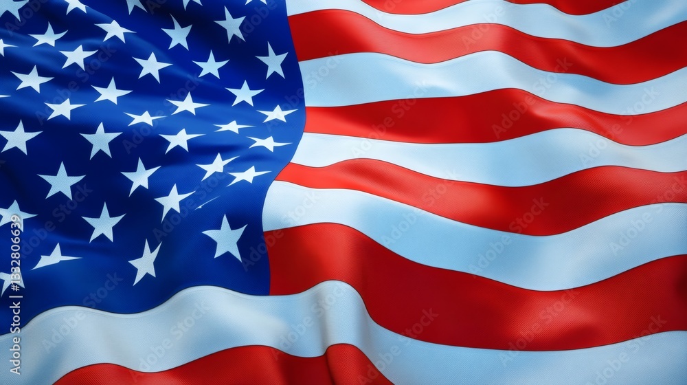 Fototapeta premium A waving fabric of a patriotic flag with stars and stripes