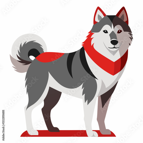Loyal Companion: A stylishly illustrated husky dog, showcasing its unique coat and captivating gaze, ready to capture hearts.