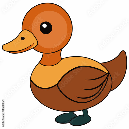 Playful Duckling Illustration: A charming illustration of a duckling, with its vibrant plumage and endearing expression, evokes a sense of innocence and playfulness