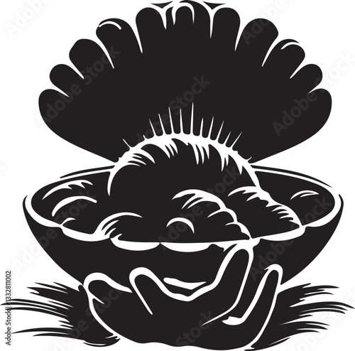 Close-Up of a Fresh Clam on Sandy Beach with Ocean Background