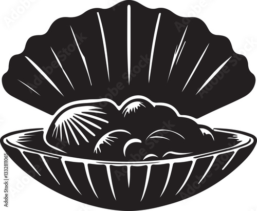 Close-Up of a Fresh Clam on Sandy Beach with Ocean Background