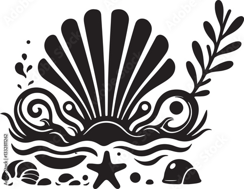 Close-Up of a Fresh Clam on Sandy Beach with Ocean Background