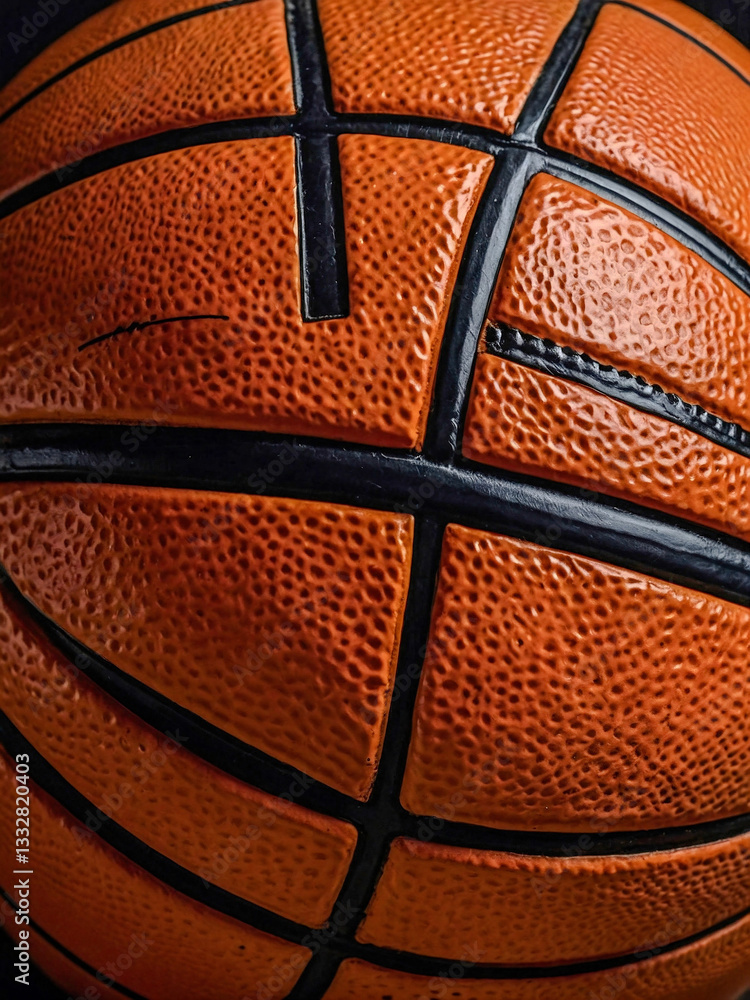 Obraz premium Classic orange basketball with black lines, depicting traditional design