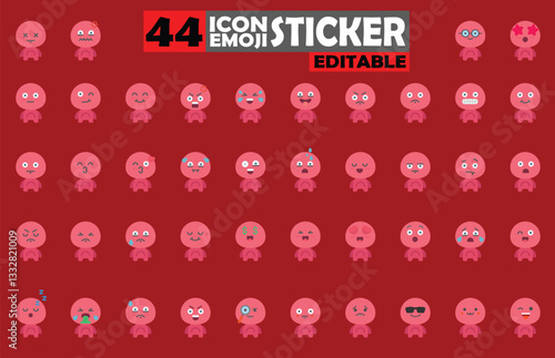 Adorable Pink Monster Emoji Sticker Icons � Versatile Digital Expressions for Visuals