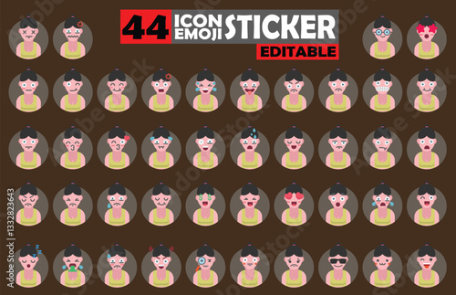 Diverse emotions displayed through a collection of illustrated female avatars