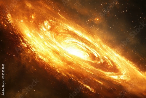 Obraz na płótnie A fiery spiral galaxy ablaze with energy, swirling cosmic dust and stars. w salonie