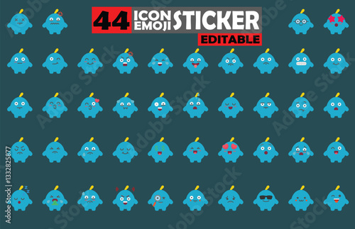 Diverse expressions: Collection of cartoon character emojis for digital communication