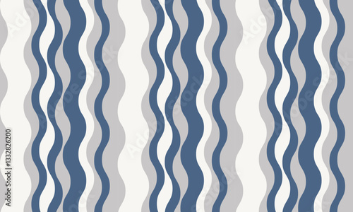 Abstract wavy stripes in calming blue and gray hues.  Perfect for website backgrounds, textile designs, or modern interior décor. This seamless pattern evokes a sense of fluidity and tranquility.