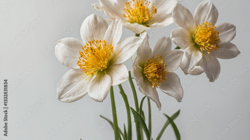 Obraz premium Flower blossoming. White background. 