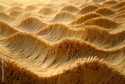 Obraz na płótnie Abstract wavy textured surface resembling golden sand dunes or wheat field under sunlight. w salonie