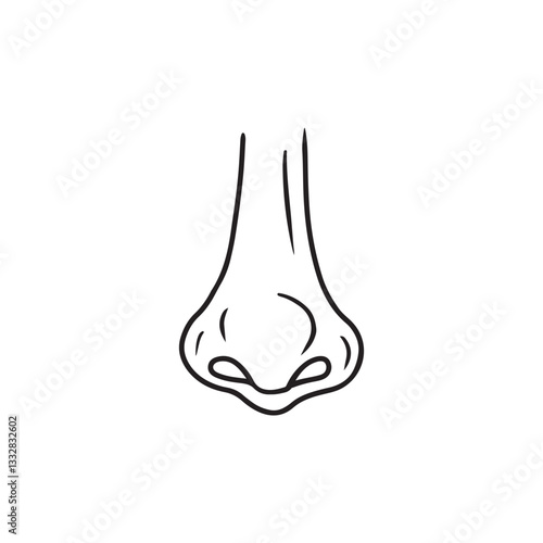 Nose shape in black isolated on white background. Hand drawn vector sketch illustration in doodle engraved vintage line art style. Individual face features, beauty, rhinoplasty