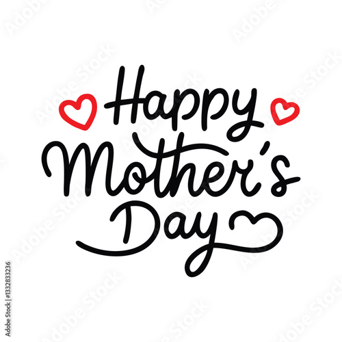 minimalist black and red happy mother s day  with Love and Calligraphy Design
