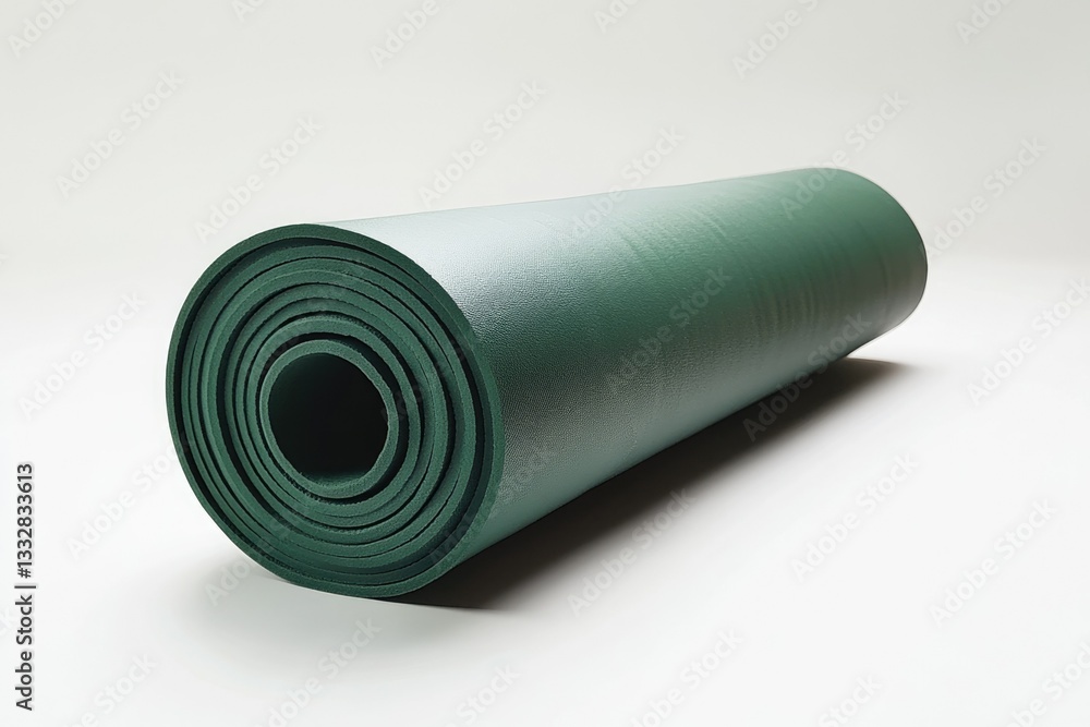 Rolled green exercise mat, perfect for yoga, pilates, or fitness. Rolled green exercise mat, perfect for yoga, pilates, or fitness.