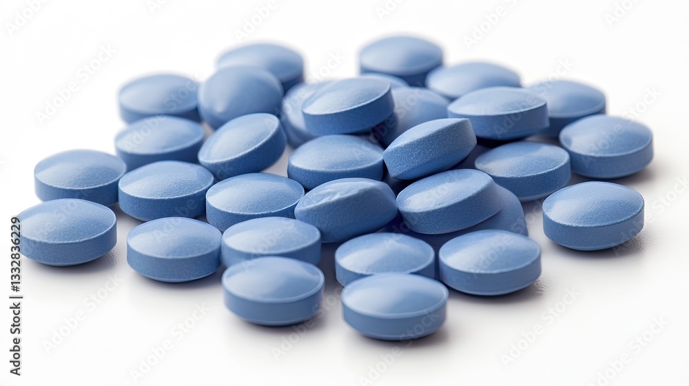 Generic blue naproxen capsules on white background Generic blue naproxen capsules on white background