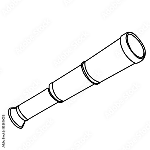 Antique monocular or spyglass single continuous line art drawing