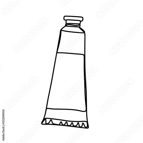 Watercolor tube  one line art drawing 