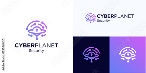 Cyber planet security logo icon design, Vector icon illustration for Cyber globe secure technology