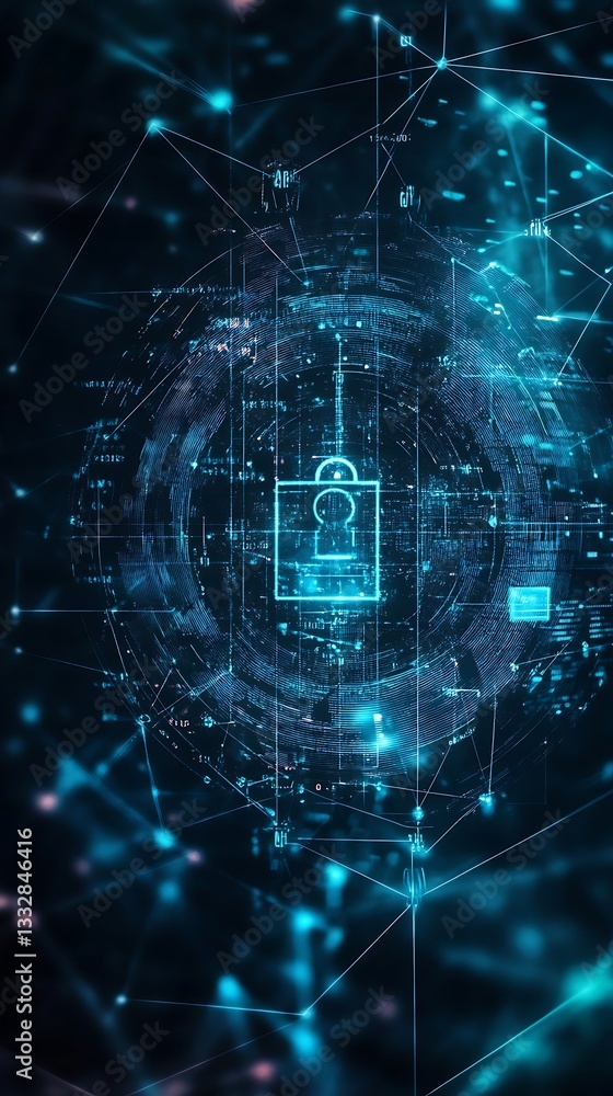 Obraz premium AI-powered cybersecurity with digital data encryption layers high resolution wallpaper