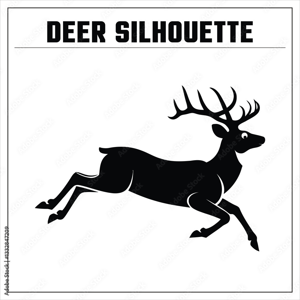 Fototapeta premium Deer Silhoutte Vector Illustration to color Black on a white