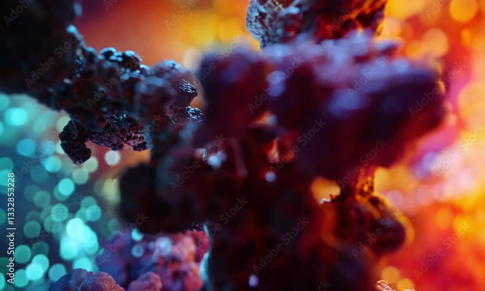 Microscopic Molecular Structure: A Vivid 3D Render of Intricate Protein Bonds Microscopic Molecular Structure: A Vivid 3D Render of Intricate Protein Bonds
