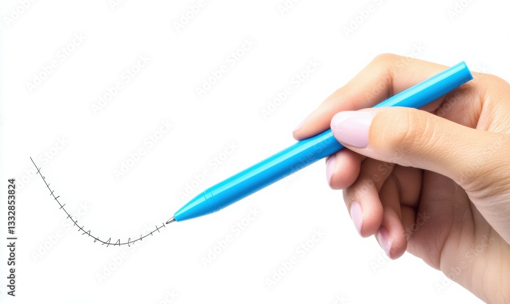 Hand drawing a graph using a blue marker isolated on white background Hand drawing a graph using a blue marker isolated on white background