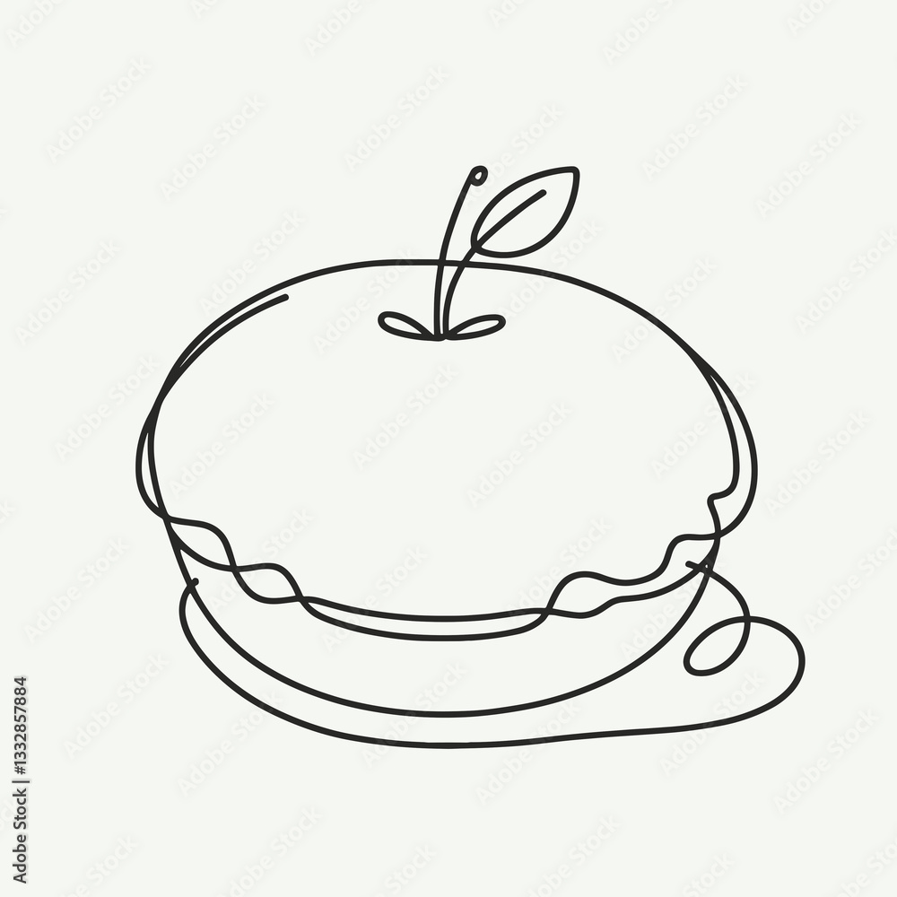 Obraz premium pie apple silhouette thin lines 