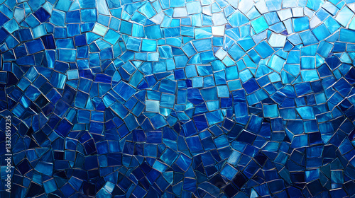 Abstract Blue Mosaic Tile Texture Background