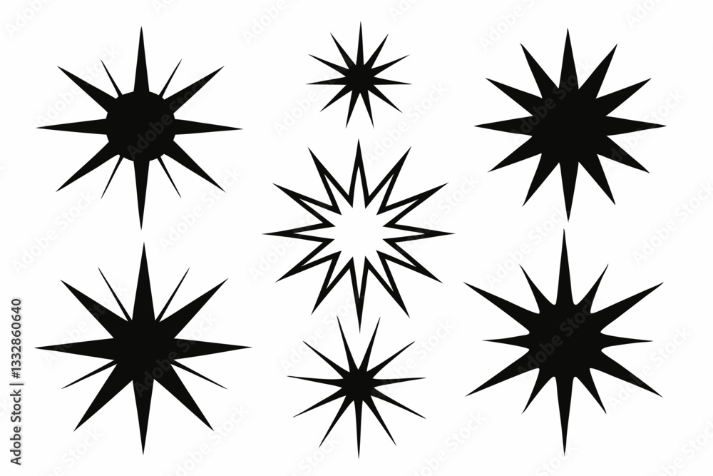 bursting star shapes set line art silhouette vector illustration bursting star shapes set line art silhouette vector illustration