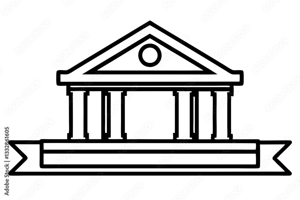 bank sign line art silhouette vector illustration bank sign line art silhouette vector illustration
