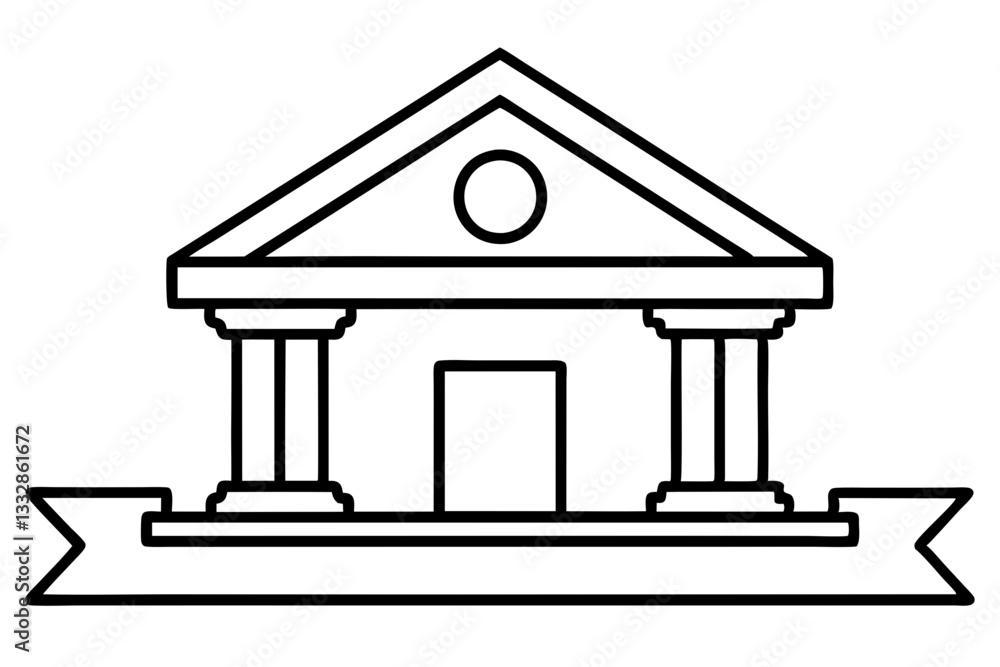 bank sign line art silhouette vector illustration bank sign line art silhouette vector illustration