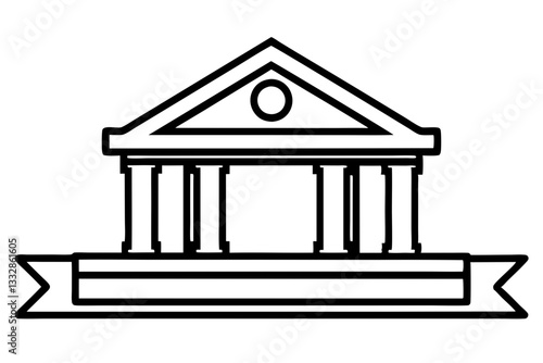 bank sign line art silhouette vector illustration
